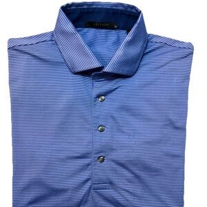 Greyson Men's Golf Polo shirt M  Blue Pinstripe Short Sleeve
